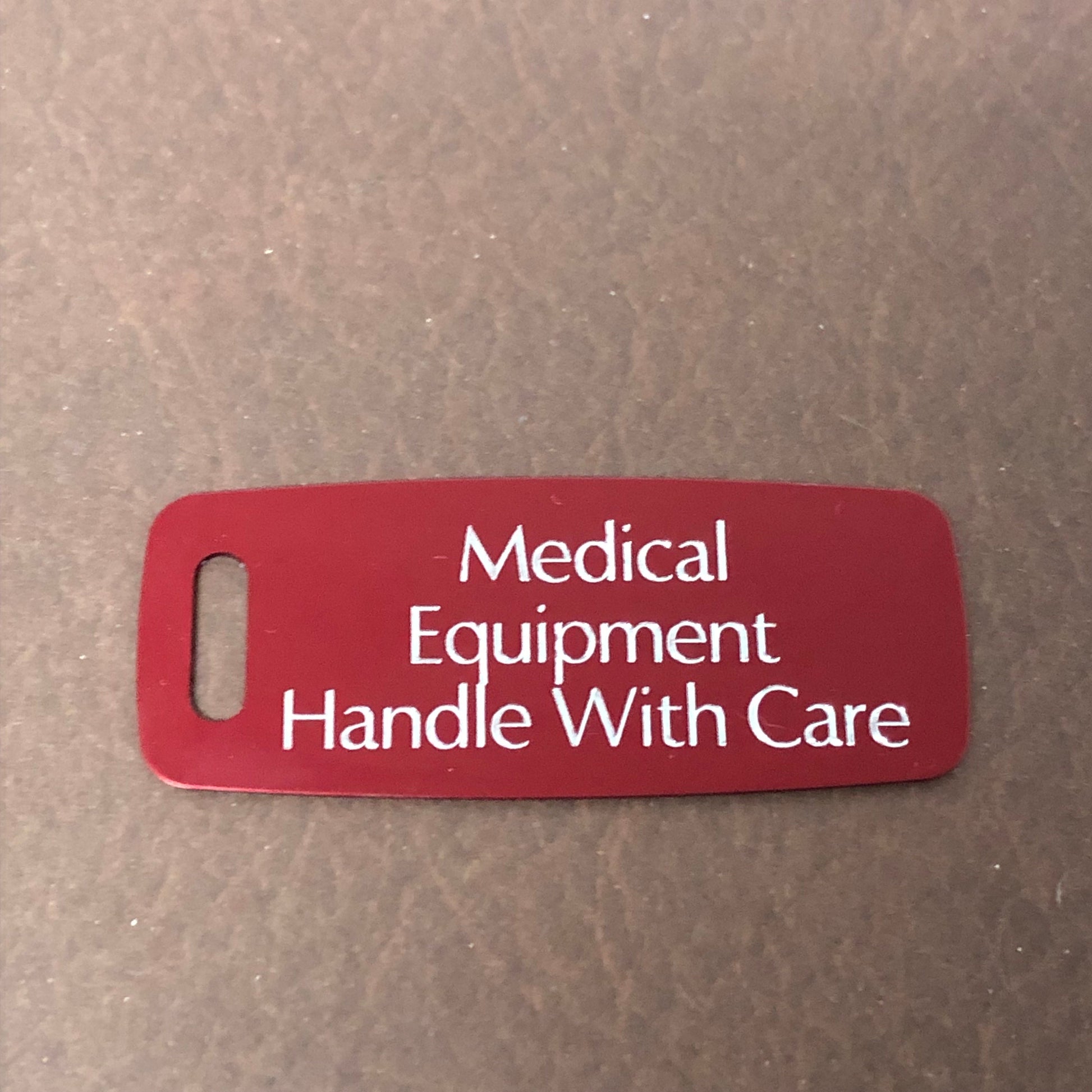 Medical Equipment Handle With Care Aluminum Personalized Luggage Tag Diamond Engraved Perfect For Carry-on, Backpack And Suitcase, MEHWCAPLT