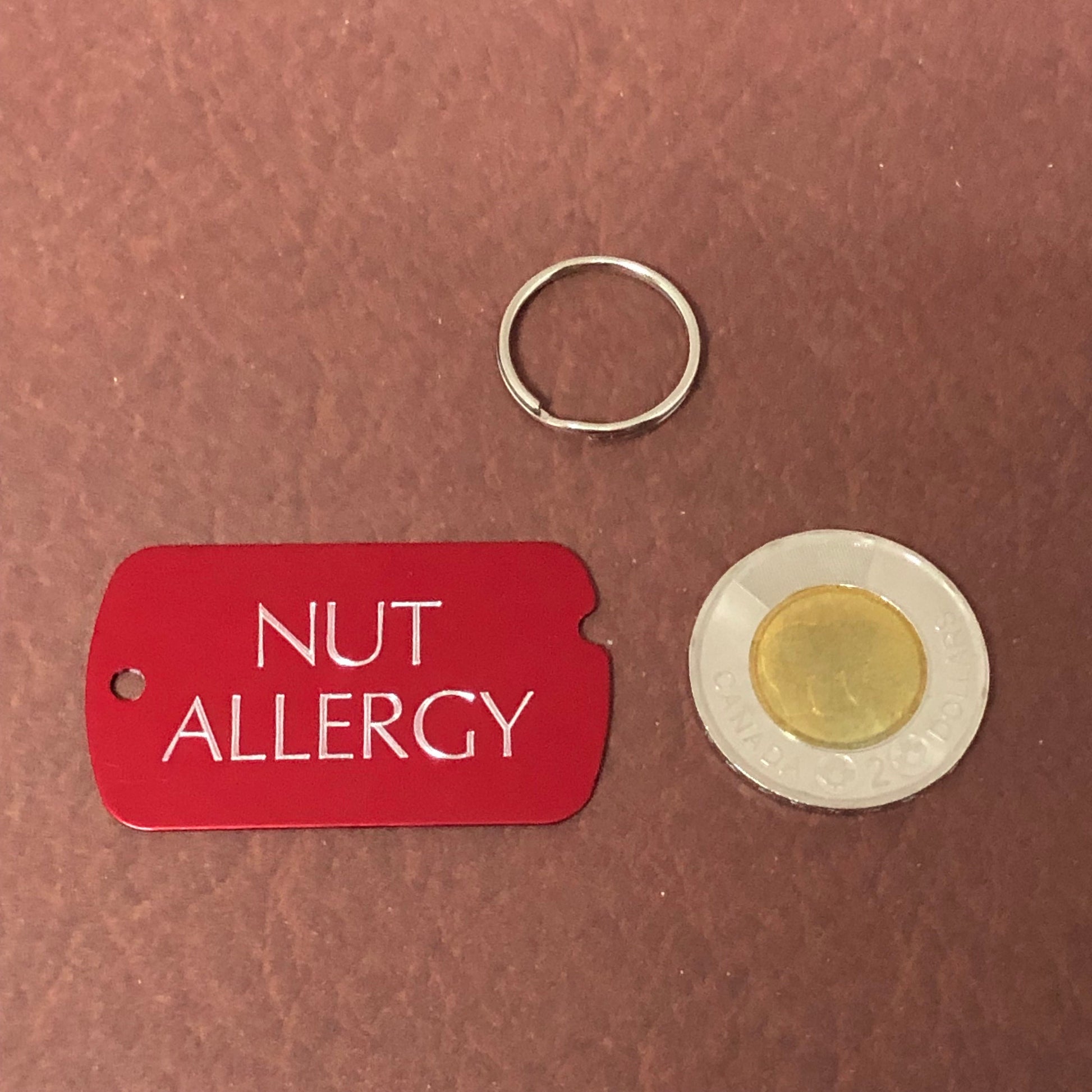 Nut Allergy, Personalized Aluminum ID Tag, Diamond Engraved, Perfect For Carry-on, Backpacks, Bags, Key Chain NAPAMIT