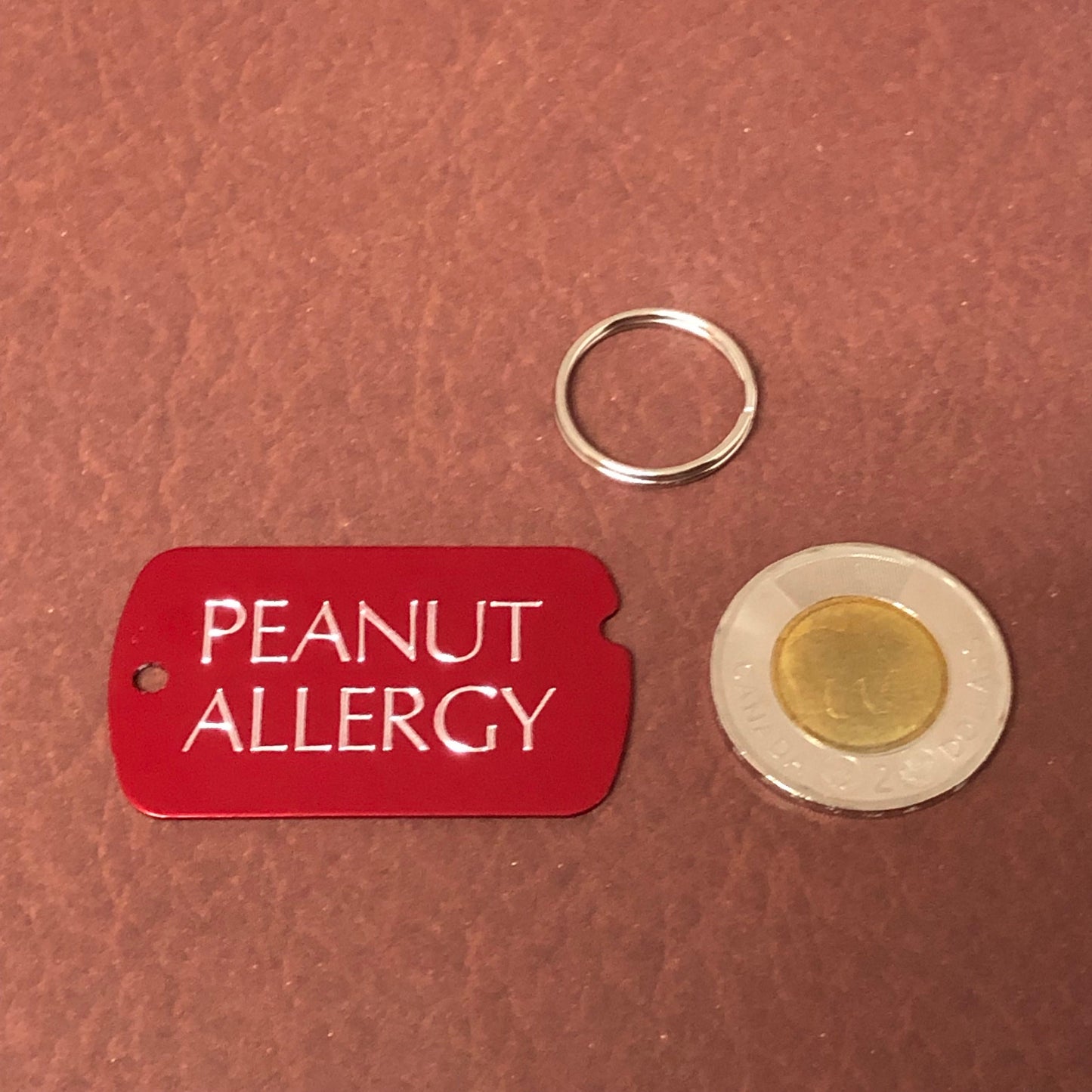 Peanut Allergy, Personalized Aluminum ID Tag, Diamond Engraved, Perfect For Carry-on, Backpacks, Bags, Key Chain PNAPAMIT