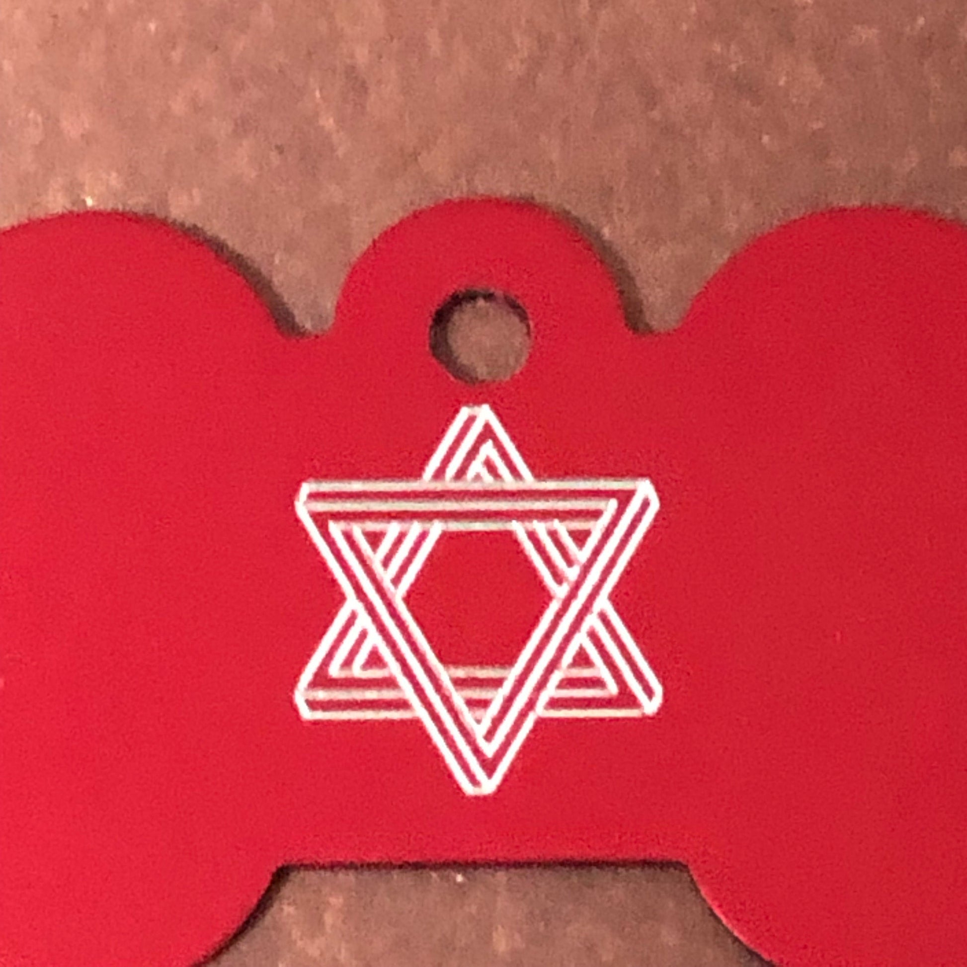 The Star of David, Magen David, Large Bone Tag, Aluminum Personalized Diamond Engraved, Dog Tag, Pet Tag, ID Tags, For Dog Collar, SODCALB