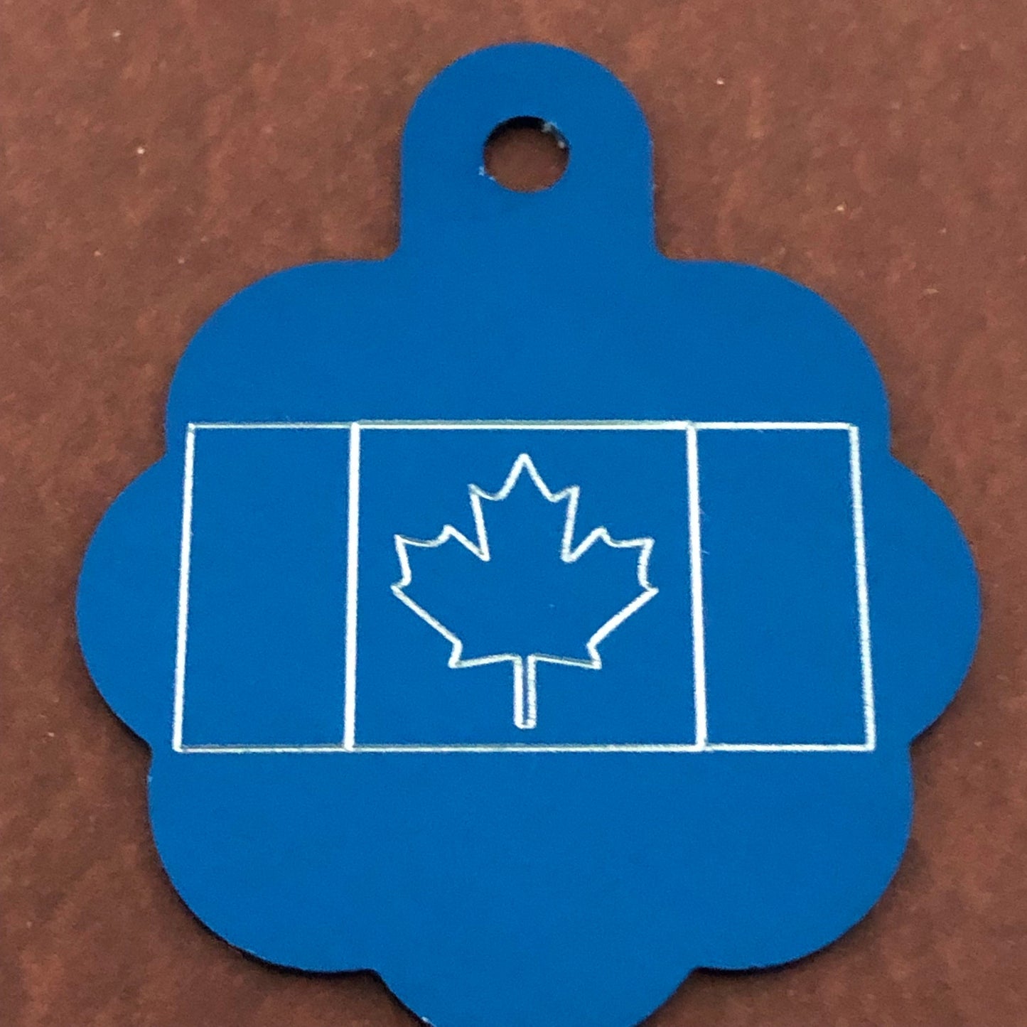 Canadian Flag, Large Blue Rosette Tag, Personalized Aluminum Tag, Diamond Engraved, Dog Cat Tag ID Tag Kitty Tag Puppy Tag CA2ALBRT