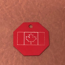 Load image into Gallery viewer, Canadian Flag, Large Stop Sign, Personalized Aluminum Tag Diamond Engraved Tag ID For Bags, Key Chains. CA2APLSS