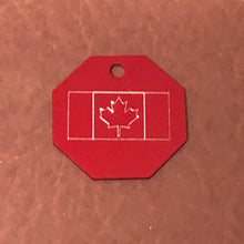 Load image into Gallery viewer, Canadian Flag, Large Stop Sign, Personalized Aluminum Tag Diamond Engraved Tag ID For Bags, Key Chains. CA2APLSS