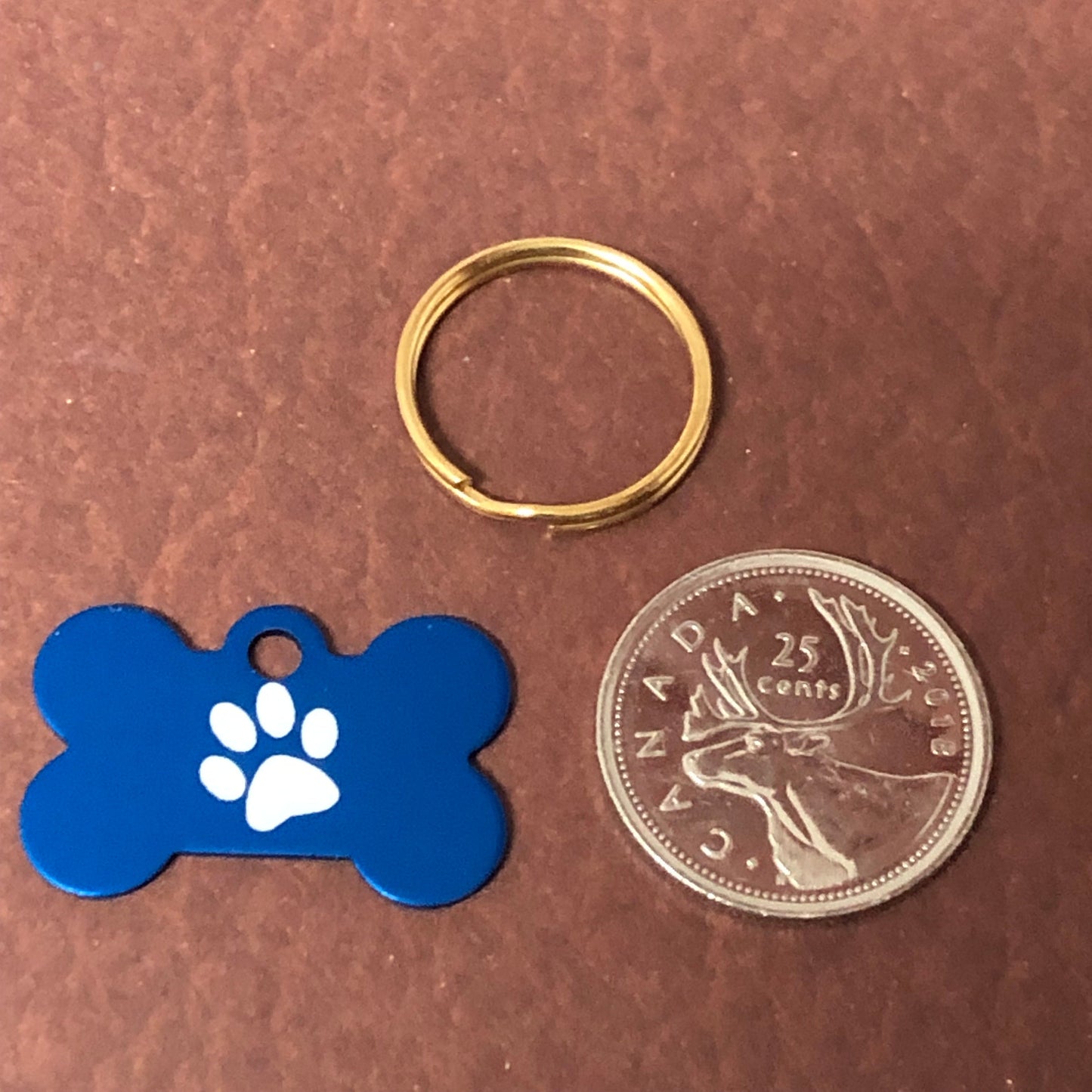 Paw Print Pattern Design, Small Blue Bone, Personalized Aluminum Tag, Diamond Engraved, Dog Tag, Pet Tag, ID Tags, For Dog Collars, SPPSBB