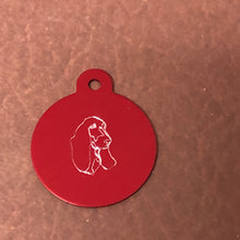 Load image into Gallery viewer, Cocker Spaniel Dog, Large Circle Aluminum Tag, Personalized Diamond Engraved, Pet Tag, Dog Tag, ID Tag For Bags For Dog Collars. CAWAPLCT2