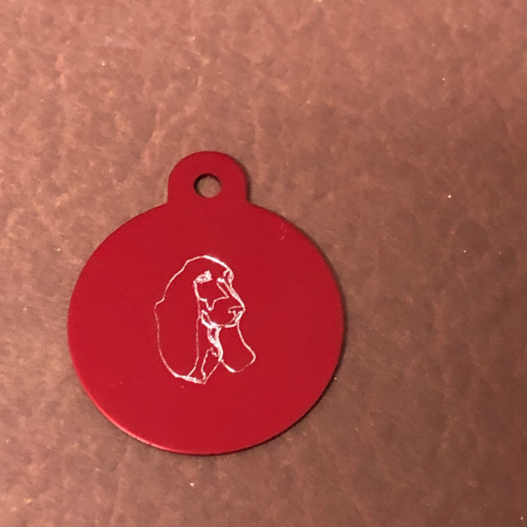 Cocker Spaniel Dog, Large Circle Aluminum Tag, Personalized Diamond Engraved, Pet Tag, Dog Tag, ID Tag For Bags For Dog Collars. CAWAPLCT2