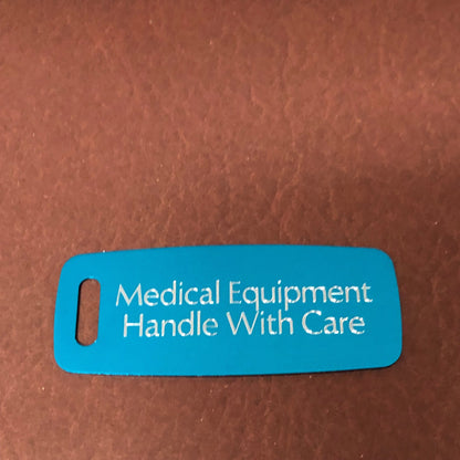 Medical Equipment Handle With Care Aluminum Personalized Luggage Tag Diamond Engraved Perfect For Carry-on, Backpack And Suitcase, MEHWCAPLT