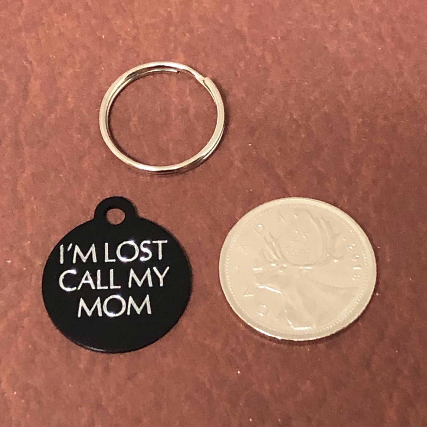 I'm Lost Call My Mom, Small Circle Aluminum Tag, Personalized Diamond Engraved Cat Tag, Cat ID Tag, Kitty Tag, For Cat Collar ILCMYM2SC