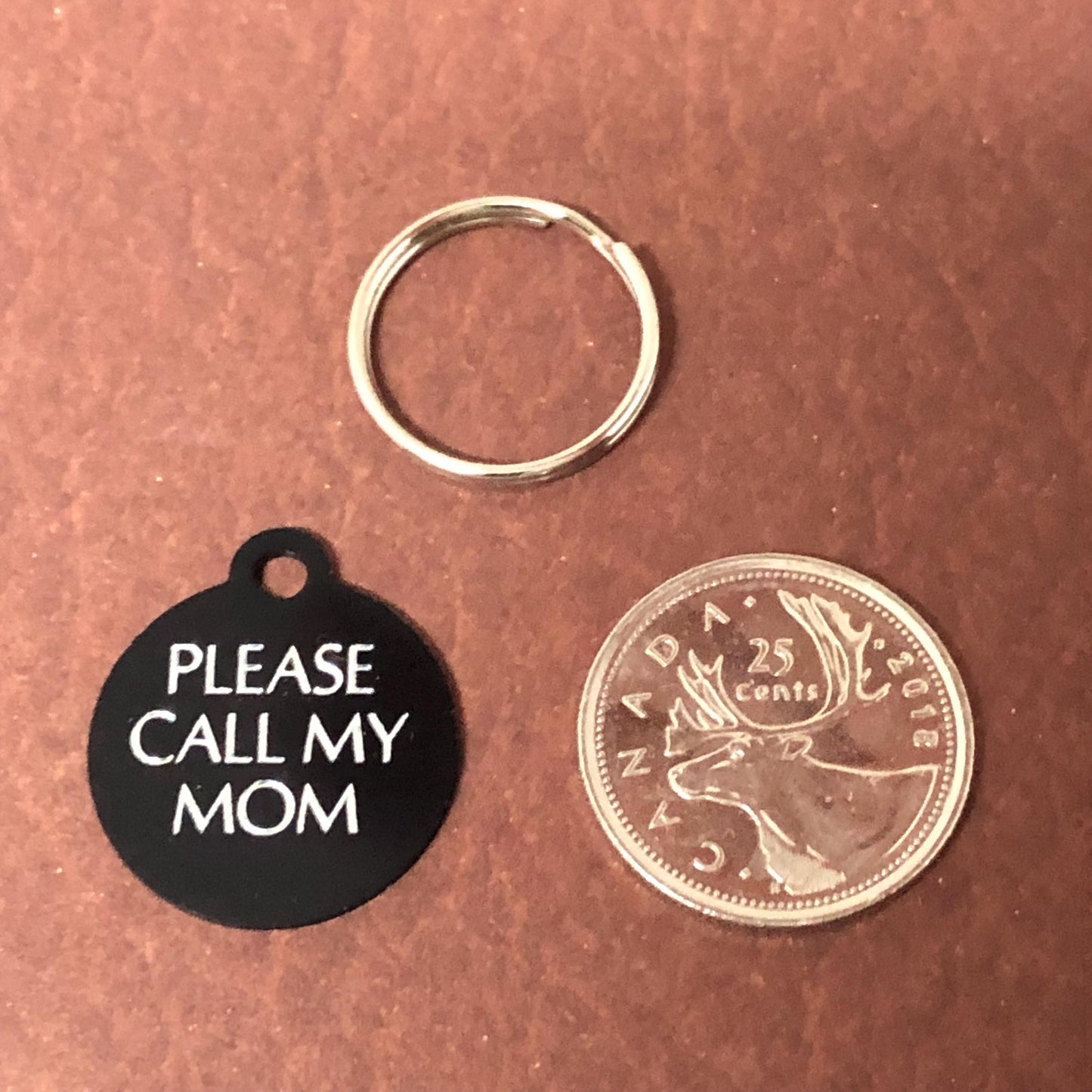 Please Call My Mom, Small Circle Aluminum Tag, Personalized Diamond Engraved Cat Tag, Cat ID Tag, Kitty Tag, For Cat Collar PCMMSC