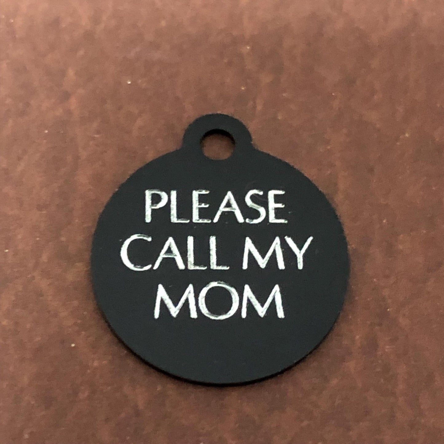 Please Call My Mom, Small Circle Aluminum Tag, Personalized Diamond Engraved Cat Tag, Cat ID Tag, Kitty Tag, For Cat Collar PCMMSC