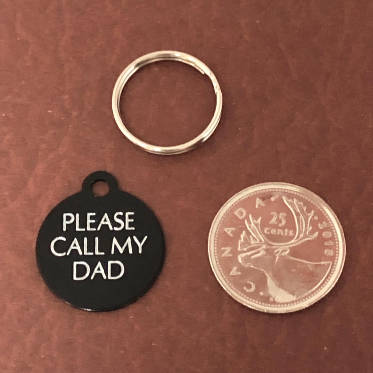 Please Call My Dad, Small Circle Aluminum Tag, Personalized Diamond Engraved Cat Tag, Cat ID Tag, Kitty Tag, For Cat Collar PCMDSC