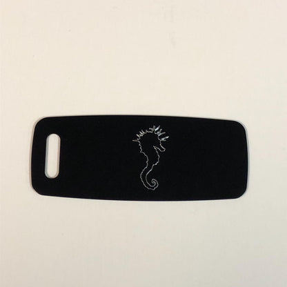 Sea Horse, Aluminum Personalized Luggage Tag, Diamond Engraved, Perfect for Carry-on, Backpacks and Suitcases CA4APLT