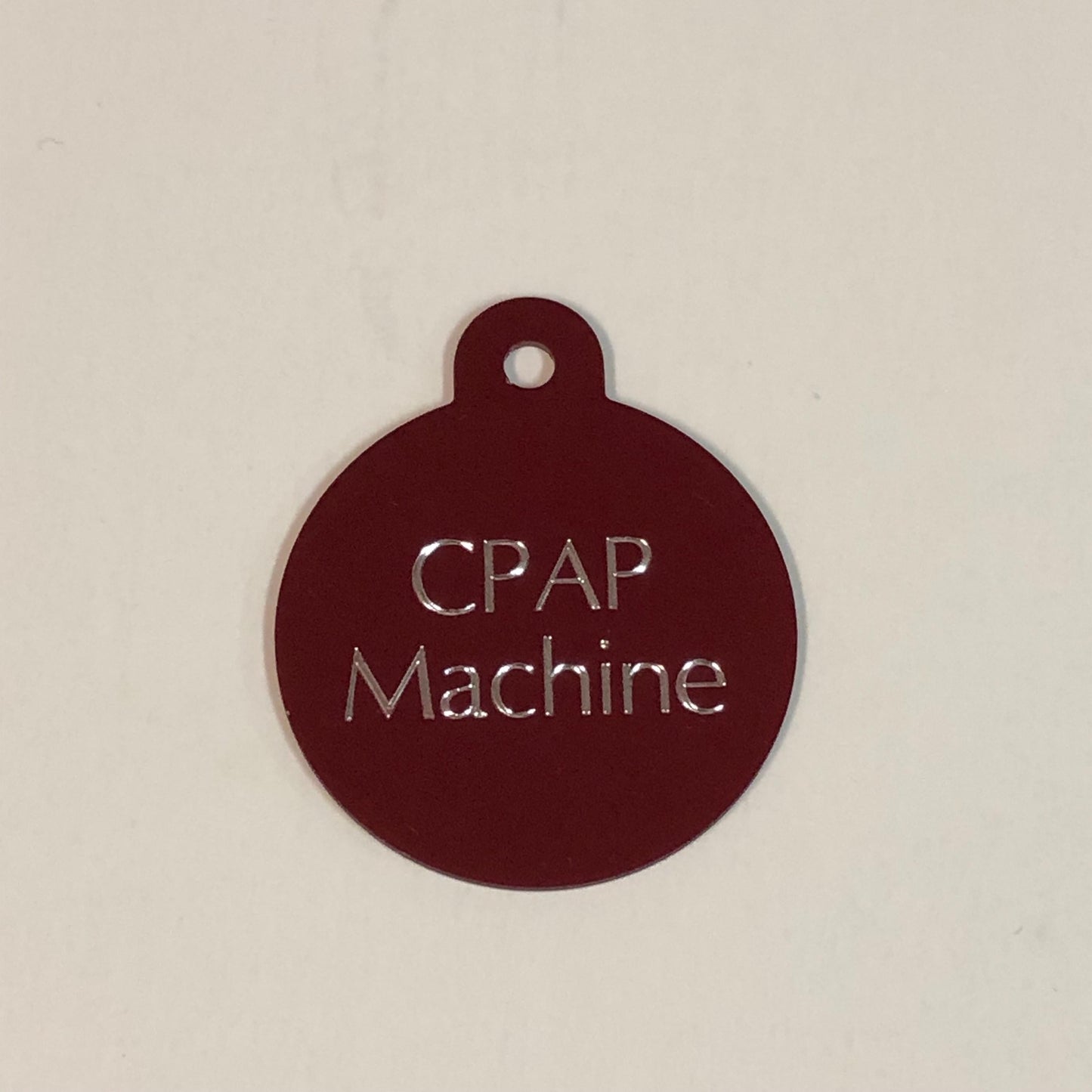 CPAP Machine Large Circle Aluminum Tag Personalized Diamond Engraved Tag Keychain CPAPLAC