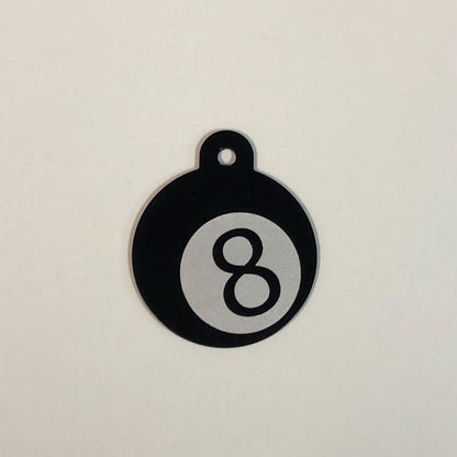 Eight Ball 8 Ball Pool Large Circle Tag Black Personalized Aluminum Tag Diamond Engraved Key Chain Keychain