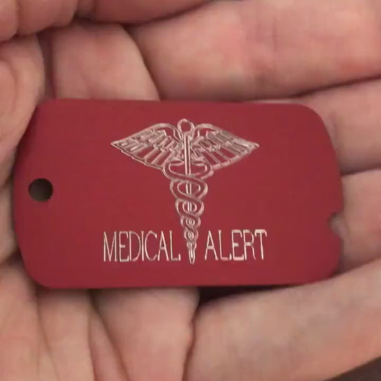 Medical Alert  ID Tag Personalized Aluminum Diamond Engraved Perfect For Carry-on, Backpacks, Equipment Bags, Key Chains, CAzAMI