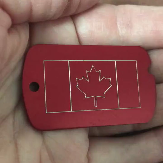 Canadian Flag, Personalized Aluminum ID Tag Diamond Engraved Perfect for Carry-on, Backpacks, Bags, Key Chains, Suitcases, CA2AMI