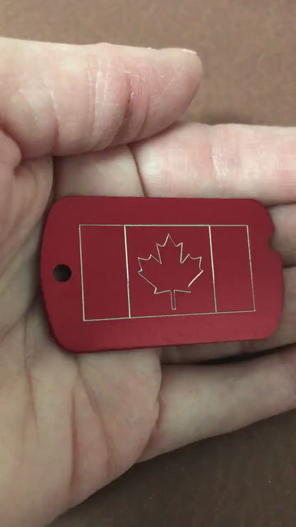 Canadian Flag, Personalized Aluminum ID Tag Diamond Engraved Perfect for Carry-on, Backpacks, Bags, Key Chains, Suitcases, CA2AMI