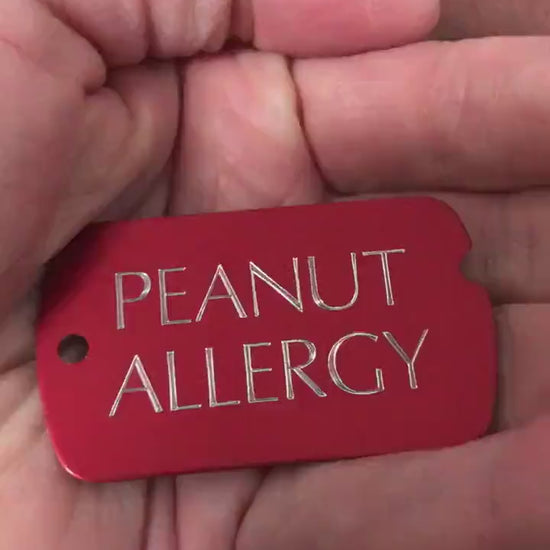 Peanut Allergy, Personalized Aluminum  ID Tag, Diamond Engraved, Perfect For Carry-on, Backpacks, Bags, Key Chain PNAPAMIT