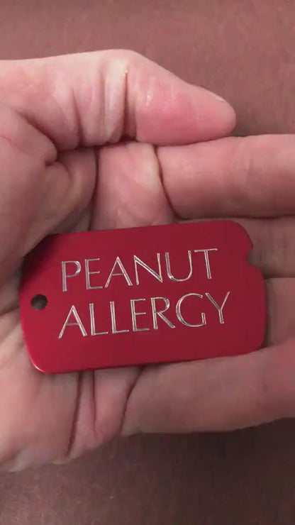 Peanut Allergy, Personalized Aluminum  ID Tag, Diamond Engraved, Perfect For Carry-on, Backpacks, Bags, Key Chain PNAPAMIT