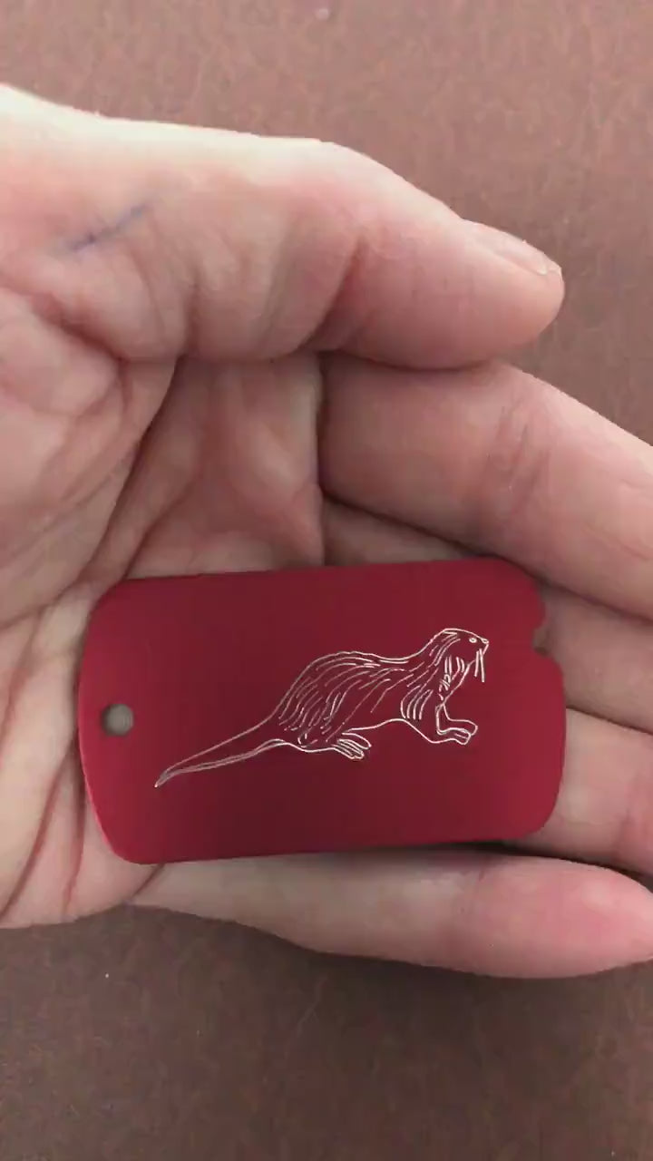 Sea Otter, Personalized Aluminum Dog Tag, ID Tag Diamond Engraved, For Backpacks, Equipment Bags, Key Chains, Keychains, Suitcases, CA8AMI