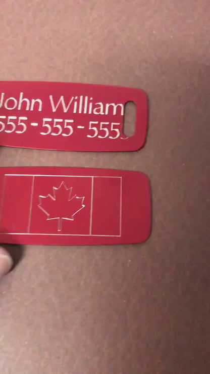 Canadian Flag, Aluminum Personalized Luggage Tag, Diamond Engraved, Perfect For Carry-on, Backpacks And Suitcases, CA2APLT