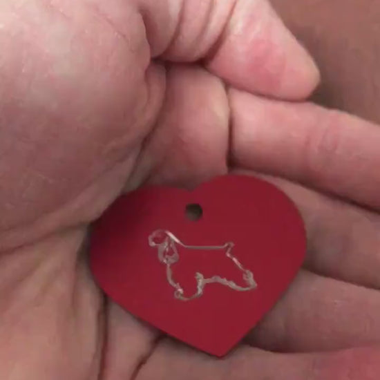 Cocker Spaniel, Large Heart Aluminum Tag, Personalized Diamond Engraved, For Cat Tag, Dog Tag, ID Tag, Bags, Backpacks, Key Chain, CARAPLHT