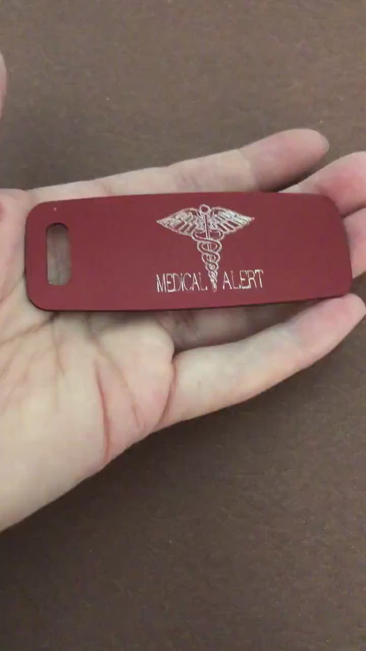 Medical Alert Aluminum Personalized Luggage Tag, Diamond Engraved, Perfect for Carry-on, Backpacks and Suitcases, CAzAPLT