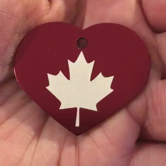 Large Maple Leaf, Heart Aluminum Tag, Diamond Engraved, Personalized Keychain, Key Chains, ID Tags For Bags, Backpacks, Collars Purses