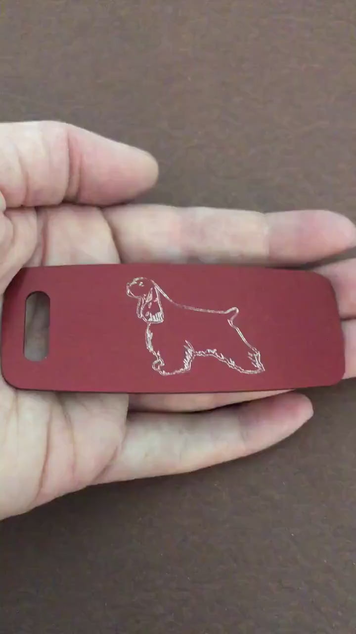 Cocker Spaniel Dog, Aluminum Personalized Luggage Tag, Diamond Engraved, Perfect For Carry-on, For Backpacks, Suitcases, CARAPLT