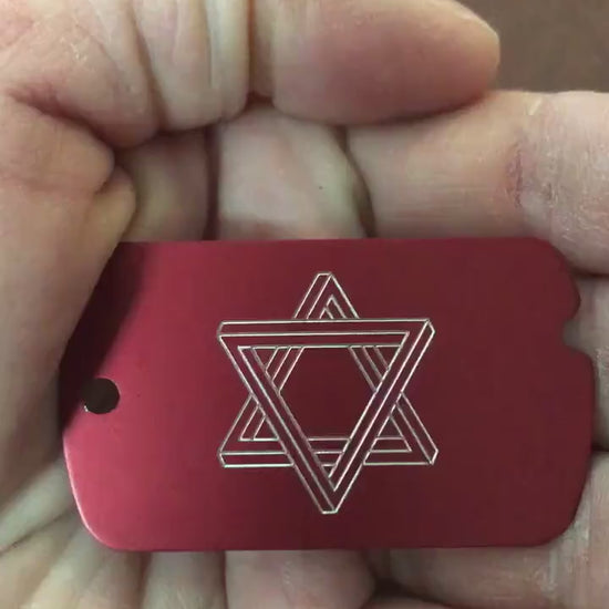 The Star of David, Magen David, Personalized Aluminum  ID Tag Diamond Engraved for Carry-on, Backpacks, Keychains, CAdAMI