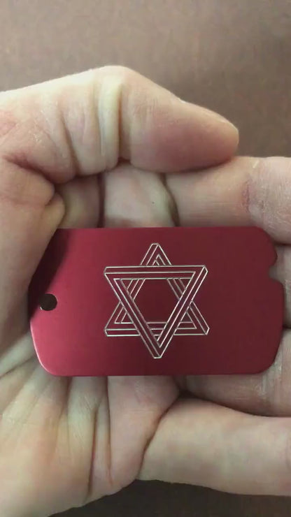 The Star of David, Magen David, Personalized Aluminum  ID Tag Diamond Engraved for Carry-on, Backpacks, Keychains, CAdAMI