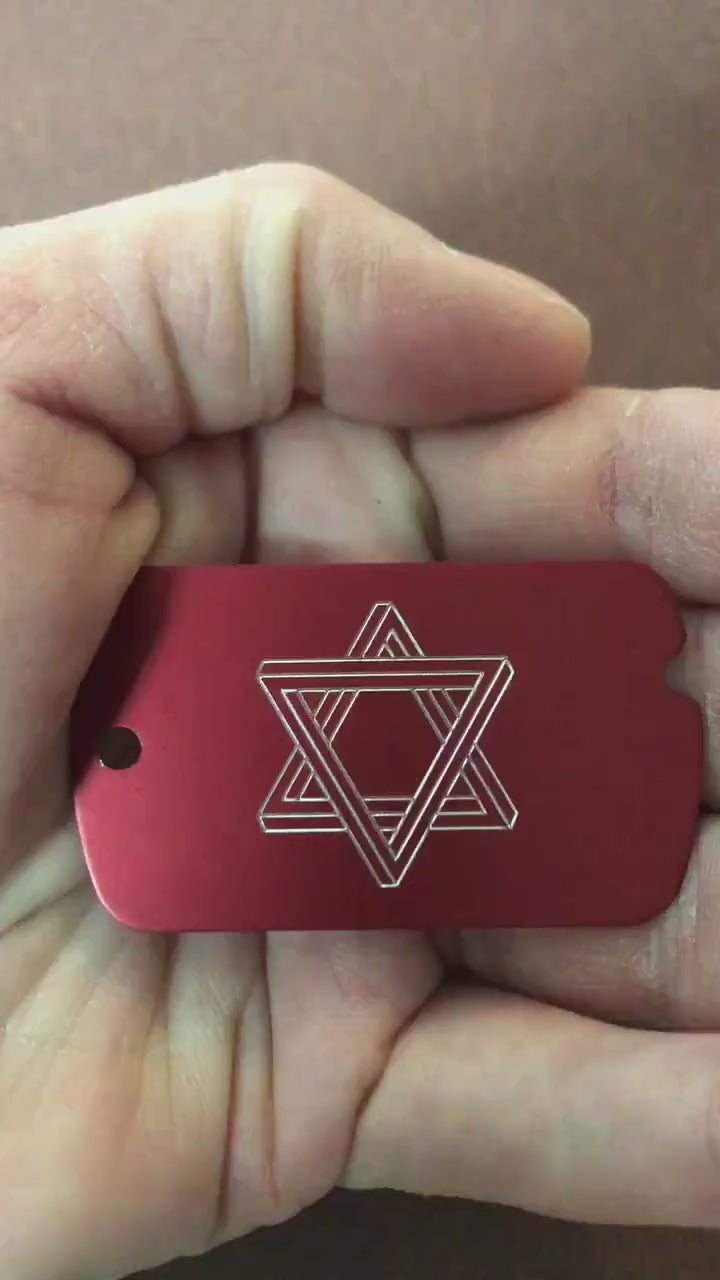 The Star of David, Magen David, Personalized Aluminum  ID Tag Diamond Engraved for Carry-on, Backpacks, Keychains, CAdAMI