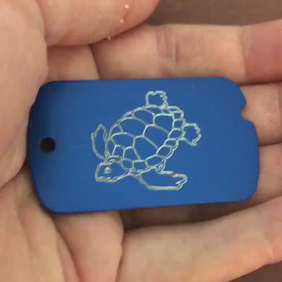 Turtle, Toutoise, Personalized Aluminum  ID Tag Diamond Engraved, Carry-on, Backpacks, Equipment Bags, Key Chains, Suitcases, CA9AMI