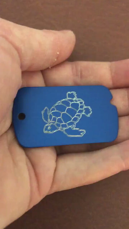 Turtle, Toutoise, Personalized Aluminum  ID Tag Diamond Engraved, Carry-on, Backpacks, Equipment Bags, Key Chains, Suitcases, CA9AMI