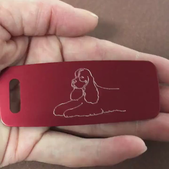 Cocker Spaniel Dog, Aluminum Personalized Luggage Tag, Diamond Engraved, Perfect for Carry-on, Backpacks and Suitcases, CABAPLT