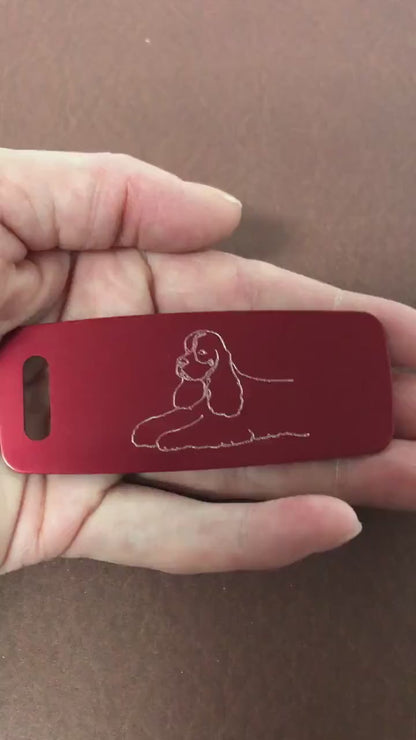 Cocker Spaniel Dog, Aluminum Personalized Luggage Tag, Diamond Engraved, Perfect for Carry-on, Backpacks and Suitcases, CABAPLT