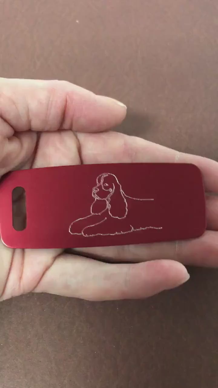 Cocker Spaniel Dog, Aluminum Personalized Luggage Tag, Diamond Engraved, Perfect for Carry-on, Backpacks and Suitcases, CABAPLT