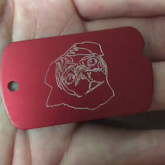 Bulldog Dog, Personalized Aluminum Dog Tag, ID Tag Diamond Engraved, For Backpacks, Equipment Bags, Key Chains, Keychains, Suitcases, CAGAMI