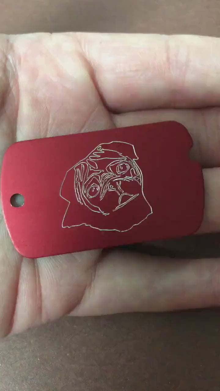 Bulldog Dog, Personalized Aluminum Dog Tag, ID Tag Diamond Engraved, For Backpacks, Equipment Bags, Key Chains, Keychains, Suitcases, CAGAMI