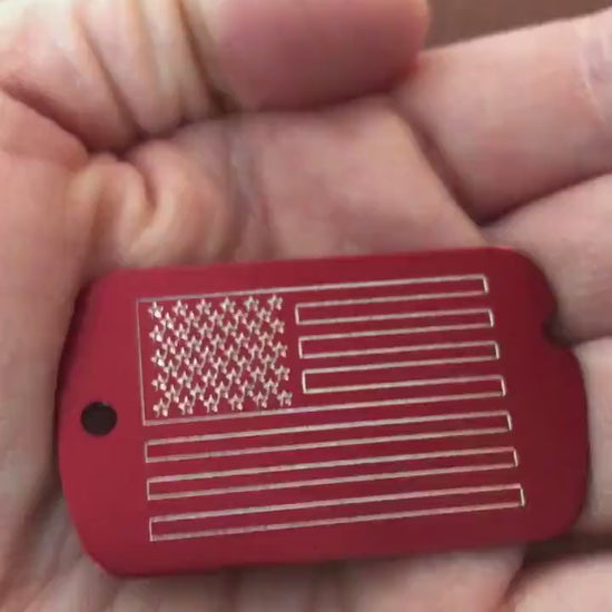 American Flag, Personalized Aluminum  ID Tag Diamond Engraved, Backpacks, Equipment Bags, Key Chains, Suitcases, CAeAMI