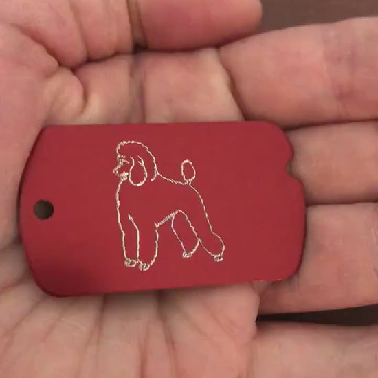 Poodle Dog, Dog Tag, ID Tag Personalized Aluminum Diamond Engraved Perfect for Carry-on, Backpacks, Bags, Key Chain Suitcase, CAFAMI