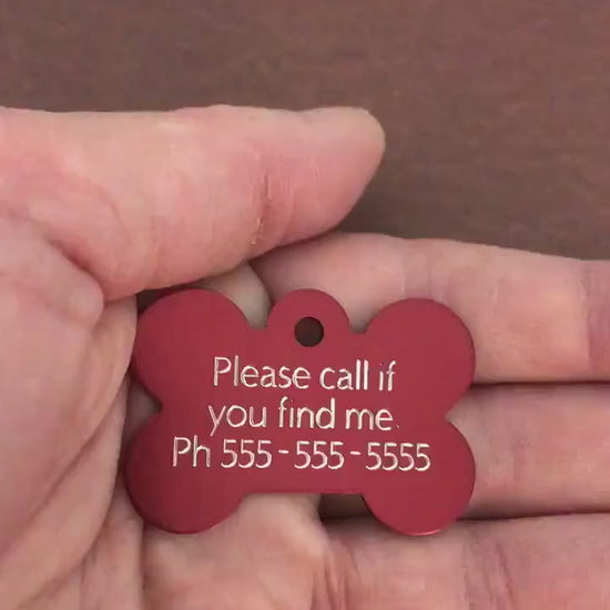 Please call if you find me. Ph 555-555-5555 Large Bone Personalized Aluminum Tag Diamond Engraved Dog Tag Cat Tag ID Tag Puppy Tag