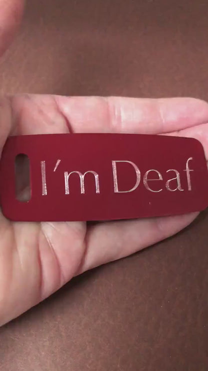 I'm Deaf Aluminum Personalized Luggage Tag Diamond Engraved Perfect For Carry-on, Backpacks And Suitcases, IMDAPLT