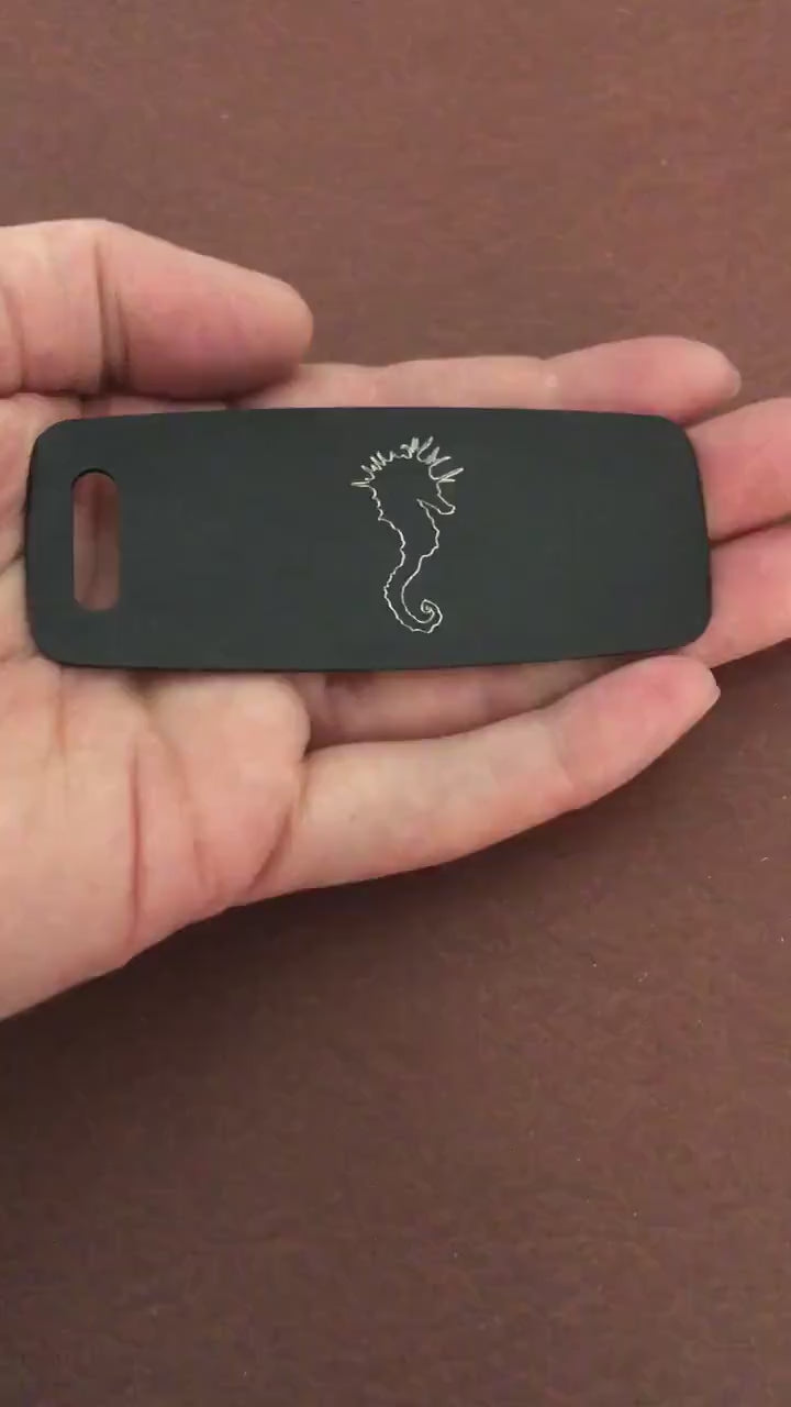 Sea Horse, Aluminum Personalized Luggage Tag, Diamond Engraved, Perfect for Carry-on, Backpacks and Suitcases CA4APLT