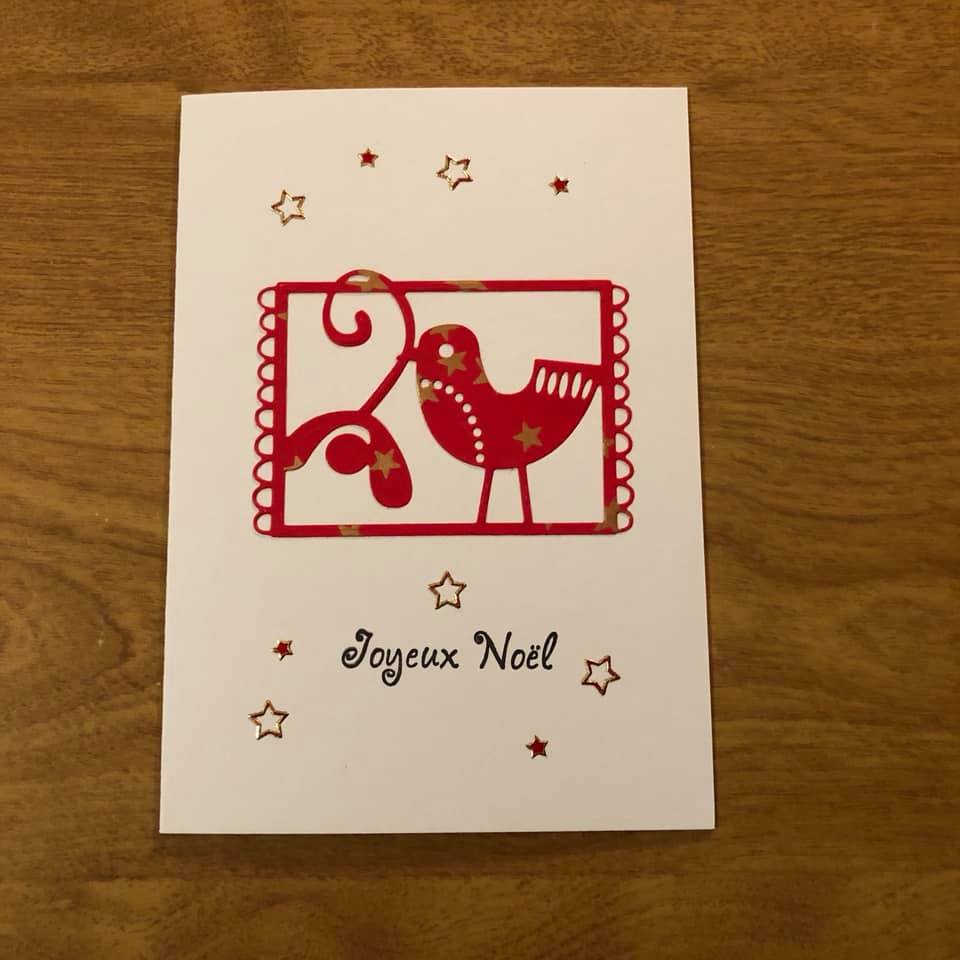 Joyeux Noël Carte De Noël Français Fait Main Bonnes Fêtes Colombe Handmade French Merry Christmas Dove Christmas Card