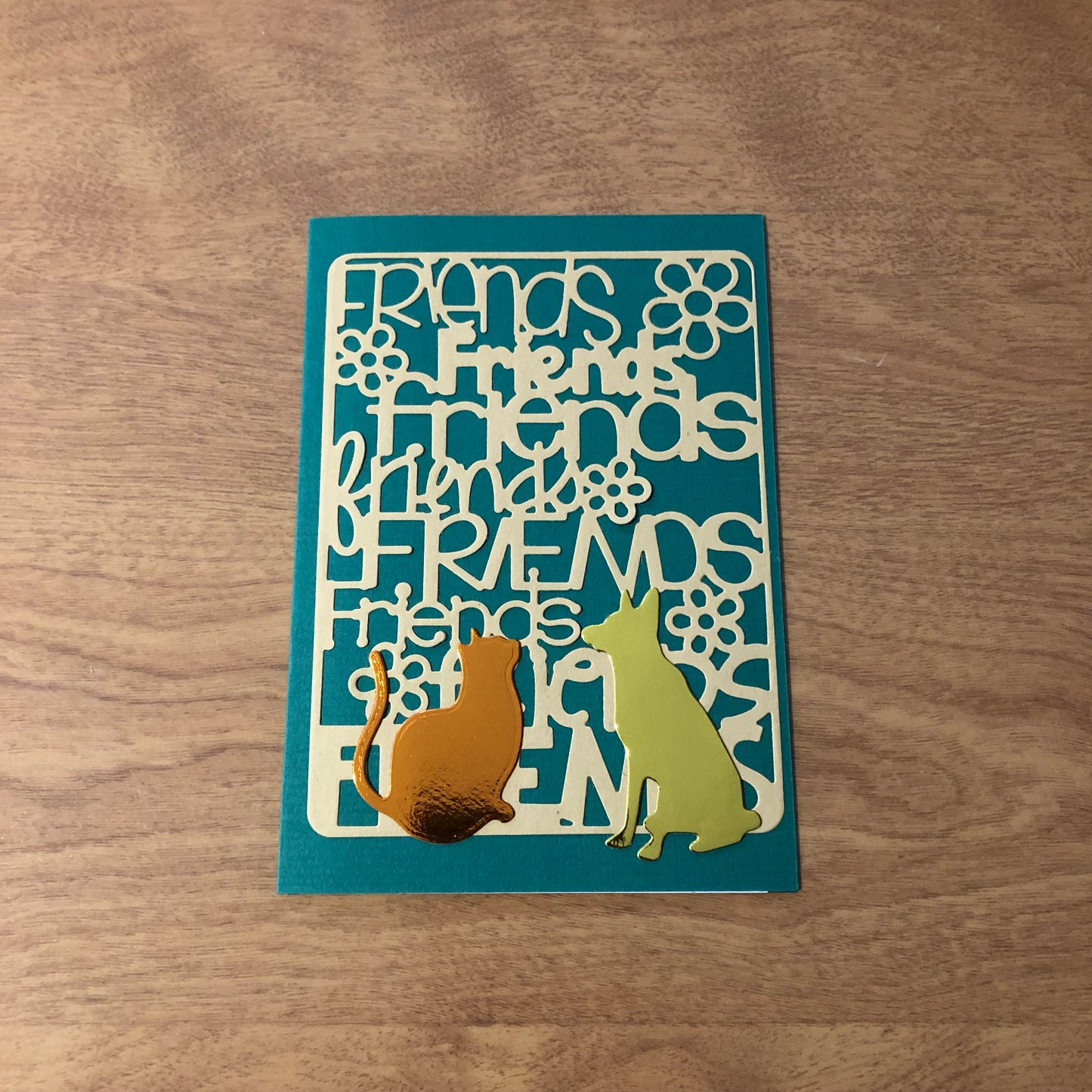 Friends Card with A Dog and Cat Handmade