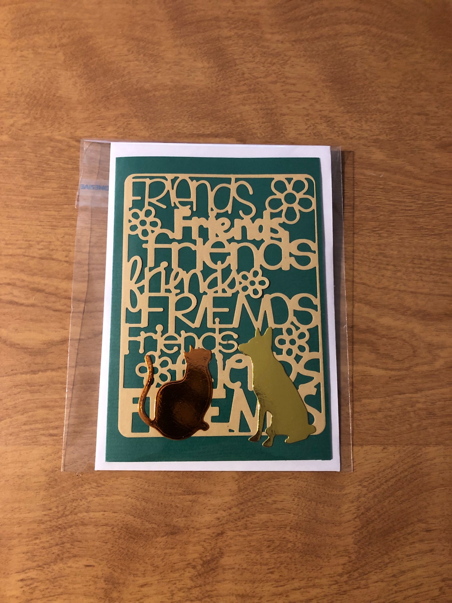 Friends Card with A Dog and Cat Handmade