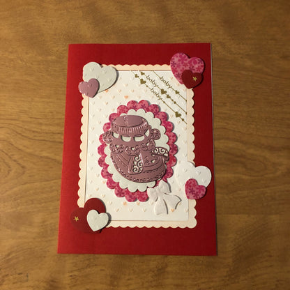 Red New Baby Congratulations Card Handmade