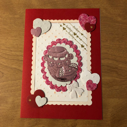 Red New Baby Congratulations Card Handmade