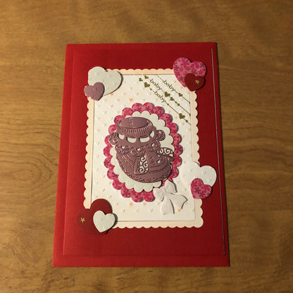 Red New Baby Congratulations Card Handmade